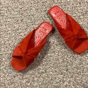 DV red suede slip-on sandals